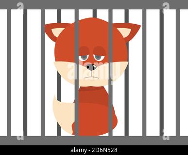 Fuchs im Käfig, Illustration, Vektor auf weißem Hintergrund Stock Vektor