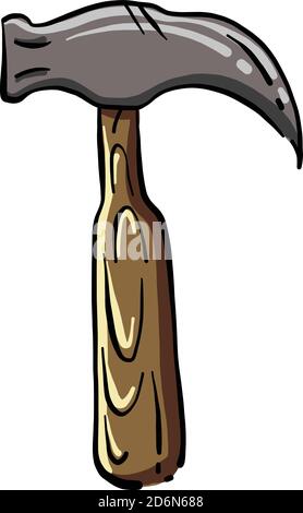 Hammer mit Holzgriff, Illustration, Vektor auf weißem Hintergrund Stock Vektor