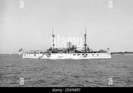 USS Texas, gepanzertes Schlachtschiff. C1895. Stockfoto