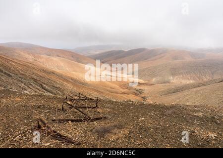 Berglandschaftsansicht vom Astronomischen Aussichtspunkt Sicasumbre (Mirador Astronomico De Sica Sumbre). Fuerteventura: Kanarische Inseln. Spanien. Stockfoto