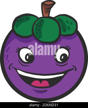 Happy Mangostan, Illustration, Vektor auf weißem Hintergrund Stock Vektor