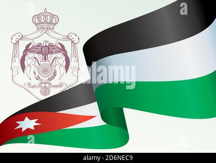 Flagge Jordaniens, Haschemitisches Königreich Jordanien. Helle, farbenfrohe Vektorgrafik Stock Vektor