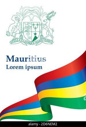 Flagge von Mauritius, Republik Mauritius. Vorlage für Award Design, ein offizielles Dokument mit der Flagge von Mauritius. Helle, farbenfrohe Vektorgrafik Stock Vektor
