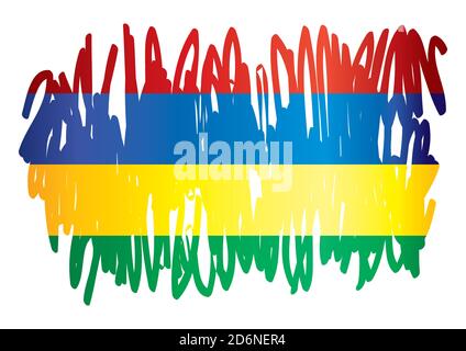 Flagge von Mauritius, Republik Mauritius. Helle, farbenfrohe Vektorgrafik Stock Vektor