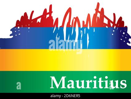 Flagge von Mauritius, Republik Mauritius. Helle, farbenfrohe Vektorgrafik Stock Vektor