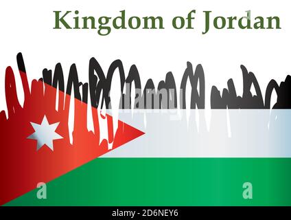 Flagge Jordaniens, Haschemitisches Königreich Jordanien. Helle, farbenfrohe Vektorgrafik Stock Vektor