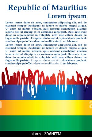 Flagge von Mauritius, Republik Mauritius. Vorlage für Award Design, ein offizielles Dokument mit der Flagge von Mauritius. Helle, farbenfrohe Vektorgrafik Stock Vektor