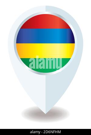 Flagge von Mauritius, Standortsymbol für Mehrzweck, Republik Mauritius. Stock Vektor