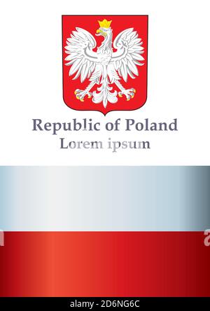 Flagge Polens, polnische Flagge, Vorlage für Preisgestaltung, ein offizielles Dokument mit der Flagge Polens. Helle, farbenfrohe Vektorgrafik. Stock Vektor