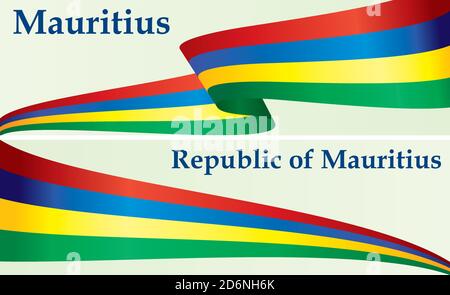 Flagge von Mauritius, Republik Mauritius. Vorlage für Award Design, ein offizielles Dokument mit der Flagge von Mauritius. Helle, farbenfrohe Vektorgrafik Stock Vektor