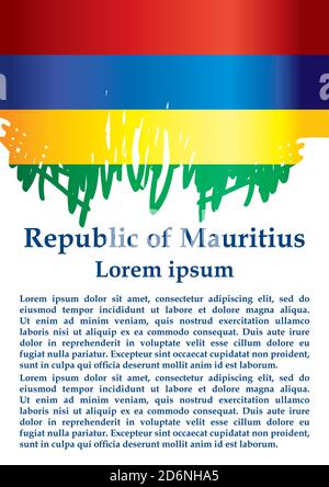 Flagge von Mauritius, Republik Mauritius. Vorlage für Award Design, ein offizielles Dokument mit der Flagge von Mauritius. Helle, farbenfrohe Vektorgrafik Stock Vektor