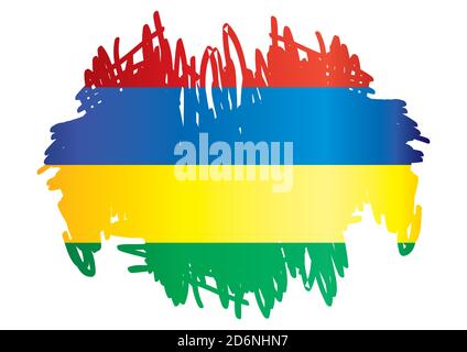 Flagge von Mauritius, Republik Mauritius. Helle, farbenfrohe Vektorgrafik Stock Vektor