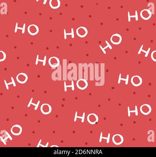 Neues Jahr / Weihnachten Unendlichkeit Muster. Auf einem roten Hintergrund: Rote Punkte und ho-ho-ho Schriften. Stockfoto