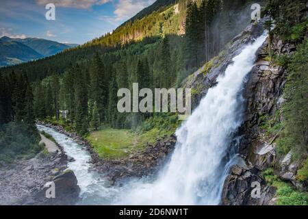 Krimmler Wasserfälle, Unterfälle, größter Wasserfall europa, Nationalpark hohe Tauern, Pinzgau, Salzburg, Österreich Stockfoto