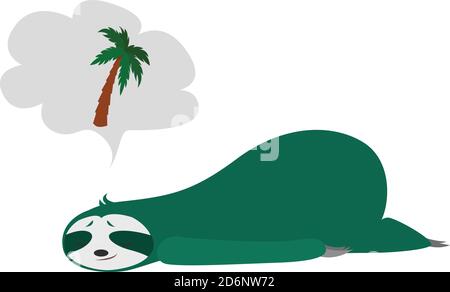 Schlafender Faultier, Illustration, Vektor auf weißem Hintergrund Stock Vektor