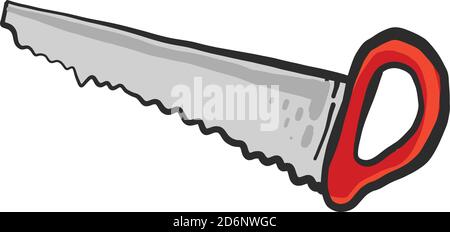 Rote Handsäge, Illustration, Vektor auf weißem Hintergrund Stock Vektor