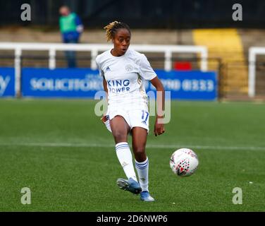 Bromley, Großbritannien. Oktober 2019. BROMLEY, VEREINIGTES KÖNIGREICH OKTOBER 18 :Paige Bailey-Gayle von Leicester City Wome während FA Women's Championship zwischen Crystal Palace Women und Leicester City Women im Hayes Lane Stadium, Bromley, UK am 18. Oktober 2020 Credit: Action Foto Sport/Alamy Live News Stockfoto