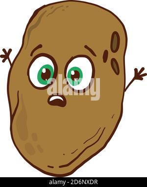 Verängstigte Kartoffel, Illustration, Vektor auf weißem Hintergrund Stock Vektor