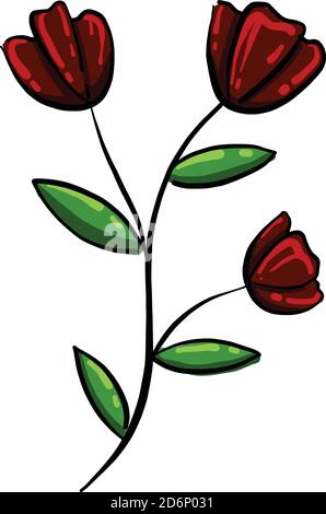 Drei Rosen, Illustration, Vektor auf weißem Hintergrund Stock Vektor