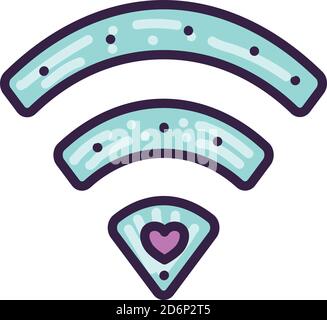 WiFi Liebe, Illustration, Vektor auf weißem Hintergrund Stock Vektor