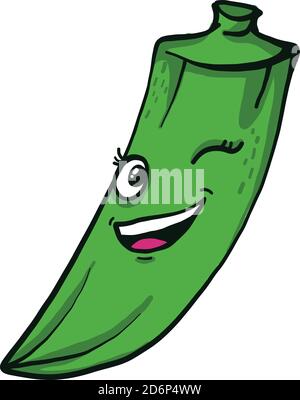 Kleine grüne Okra Winking, Illustration, Vektor auf weißem Hintergrund Stock Vektor