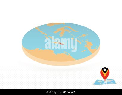 Osttimor-Karte im isometrischen Stil gestaltet, orange Kreis Karte von Timor-Leste für Web, Infografik und mehr. Stock Vektor