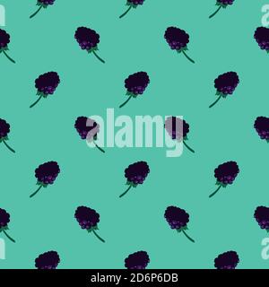 Kleine Brombeeren, Nahtloses Muster auf mintgrünem Hintergrund. Stock Vektor