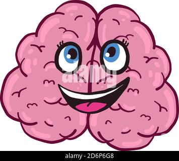 Großes glückliches Gehirn, Illustration, Vektor auf weißem Hintergrund. Stock Vektor