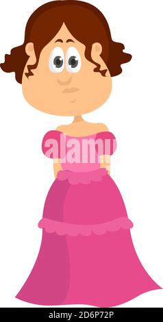 Brautjungfer in rosa, Illustration, Vektor auf weißem Hintergrund. Stock Vektor
