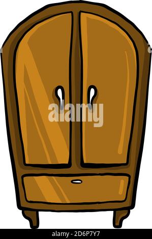Holzschrank, Illustration, Vektor auf weißem Hintergrund. Stock Vektor