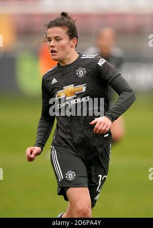 Hayley Ladd von Manchester United während des Spiels der FA Women's Super League im Victoria Road Stadium, London. Stockfoto