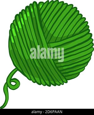 Grüne Garnkugel, Illustration, Vektor auf weißem Hintergrund. Stock Vektor