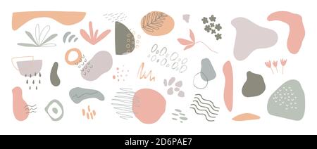 Organische Formen langes Banner. Minimalistisches, stilvolles Deckblatt. Zeichnen Sie abstrakte Designelemente in Pastellfarben von Hand. Kunstform für Social-Media-Geschichten Stock Vektor