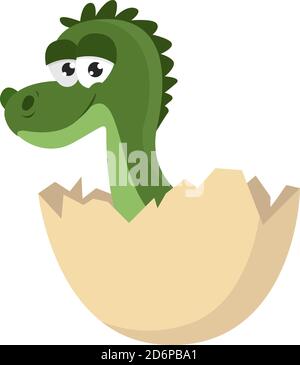 Kleiner grüner Dinosaurier, Illustration, Vektor auf weißem Hintergrund. Stock Vektor