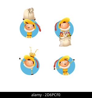 Sinterklaas Kinder feiern niederländische Feiertage - Vektor-Illustration isoliert Stock Vektor