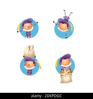 Sinterklaas Kinder feiern niederländische Feiertage - Vektor-Illustration isoliert Stock Vektor