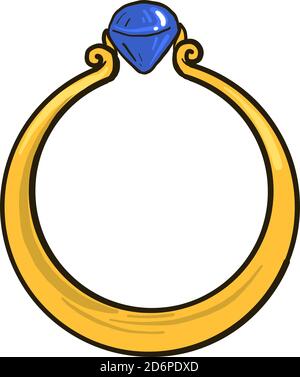 Ring mit blauem Stein, Illustration, Vektor auf weißem Hintergrund. Stock Vektor