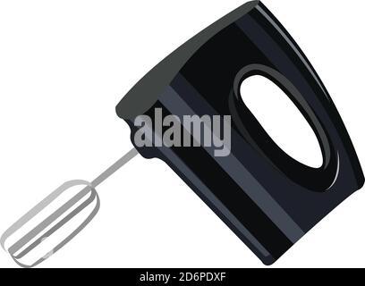 Schwarzer Handmixer, Illustration, Vektor auf weißem Hintergrund Stock Vektor