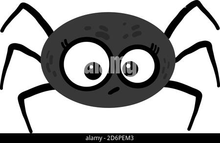 Verängstigte schwarze Spinne, Illustration, Vektor auf weißem Hintergrund. Stock Vektor