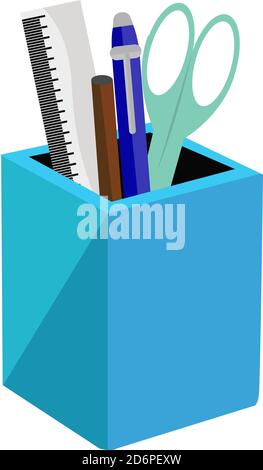 Stifthalter, Illustration, Vektor auf weißem Hintergrund Stock Vektor