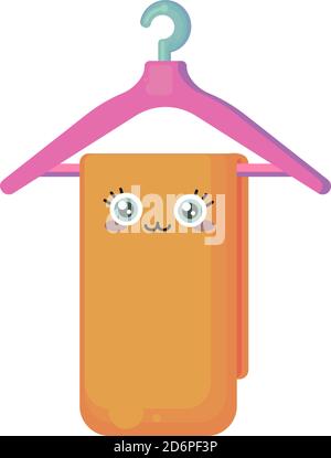 Handtuch auf einem Kleiderbügel, Illustration, Vektor auf weißem Hintergrund. Stock Vektor