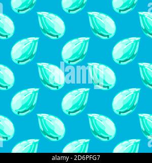 Blaue Wassertropfen, nahtloses Muster auf blauem Hintergrund. Stock Vektor