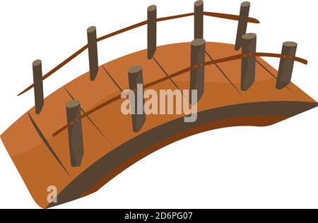 Holzbrücke, Illustration, Vektor auf weißem Hintergrund Stock Vektor