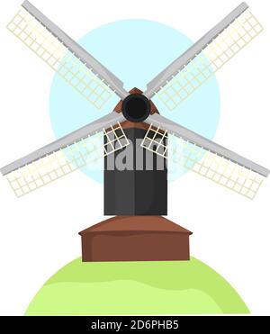 Große Windmühle, Illustration, Vektor auf weißem Hintergrund Stock Vektor