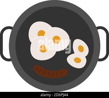 Eier und Wurst, Illustration, Vektor auf weißem Hintergrund. Stock Vektor