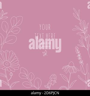 Set von Heilpflanzen. Linie Art. Kontur Stock Vektor