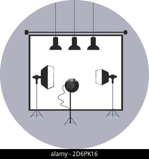 Fotografie Studio, Illustration, Vektor auf weißem Hintergrund. Stock Vektor