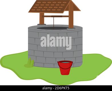 Wishing well, Illustration, Vektor auf weißem Hintergrund. Stock Vektor