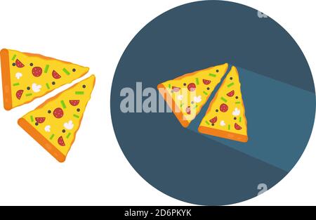 Pizza Scheiben, Illustration, Vektor auf weißem Hintergrund. Stock Vektor