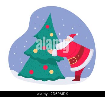 Weihnachtsmann Dekoration Weihnachtskiefer Vektor Stock Vektor